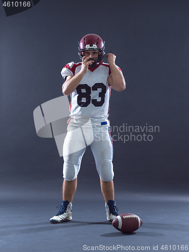 Image of American Football Player isolated on gray