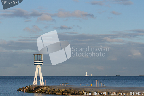 Image of Lifeguard towers at a beach in Denmark