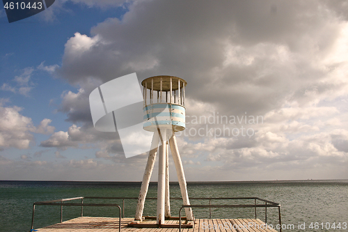 Image of Lifeguard towers at a beach in Denmark