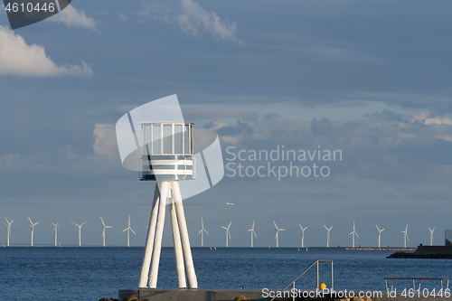 Image of Lifeguard towers at a beach in Denmark