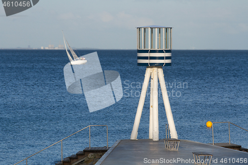 Image of Lifeguard towers at a beach in Denmark