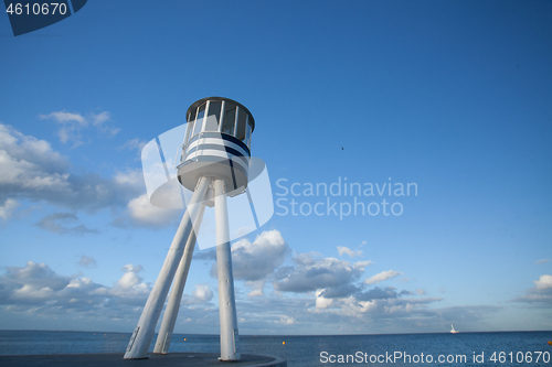 Image of Lifeguard towers at a beach in Denmark