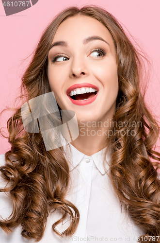 Image of The young woman\'s portrait with happy emotions