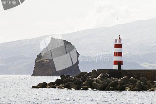 Image of Tip of the jetty of Madalena harbor in Pico island, Azores