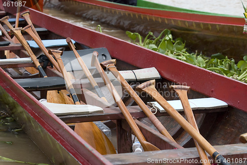 Image of Oars onboard Thai long boat