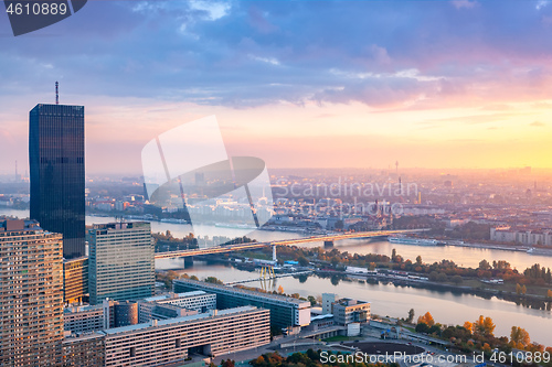 Image of beautiful sunset over Vienna