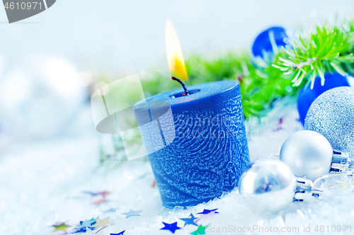 Image of candle and christmas decoration