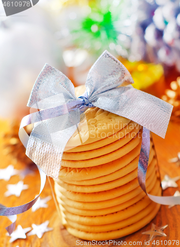 Image of cookies and christmas decoration