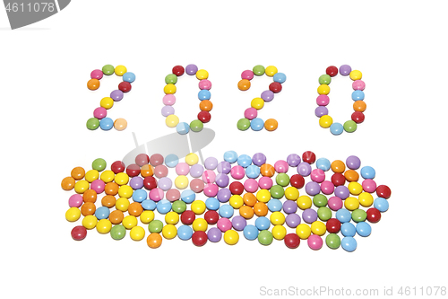 Image of Two thousand and twentieth from multicolored candy 
