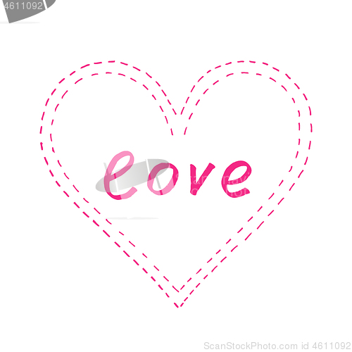 Image of Abstract pink heart with "love" 