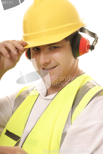 Image of Friendly tradesmen tipping his hat