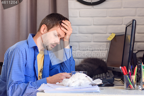 Image of Remote worker ill, headache and fatigue