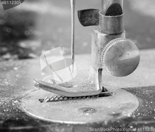 Image of Antique, vintage sewing machine close-up