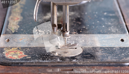 Image of Antique, vintage sewing machine close-up