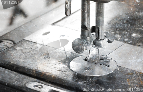 Image of Antique, vintage sewing machine close-up