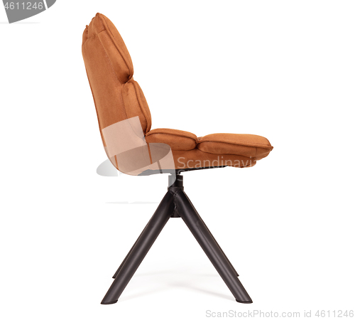 Image of Modern chair made from suede and metal - Cognac