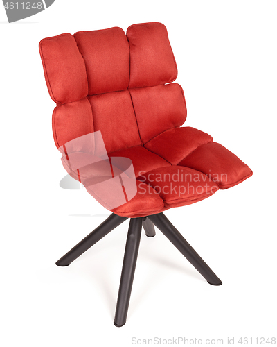 Image of Modern chair made from suede and metal - Red