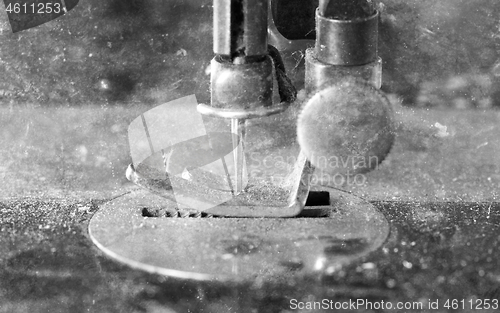 Image of Antique, vintage sewing machine close-up