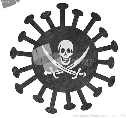 Image of The pirate flag with corona virus or bacteria