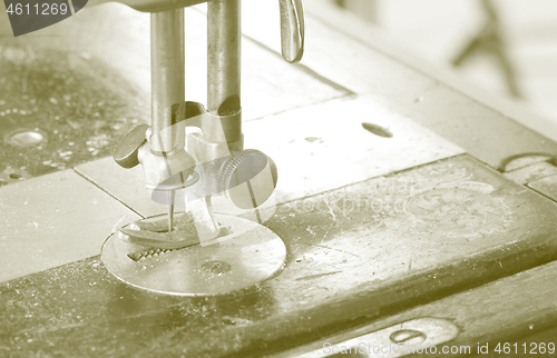 Image of Antique, vintage sewing machine close-up