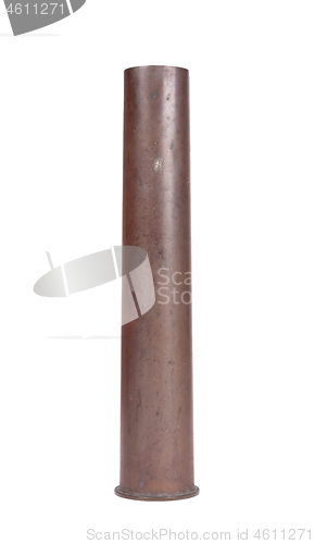 Image of Used artillery shell isolated on white background, ww2