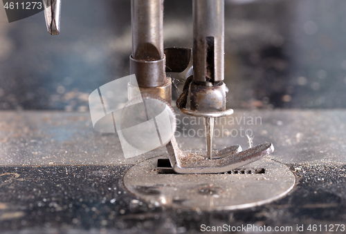 Image of Antique, vintage sewing machine close-up