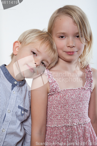 Image of Portrait of a brother and sister in studio