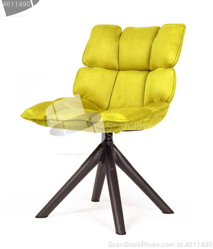 Image of Modern chair made from suede and metal - Yellow