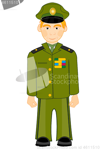 Image of Military in form on white background is insulated