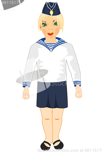 Image of Girl sailor on white background is insulated
