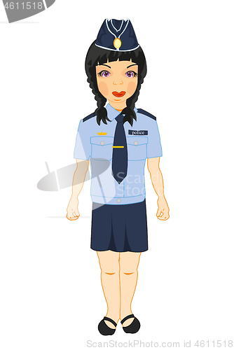 Image of Beautiful girl in form of the police bodies drawing