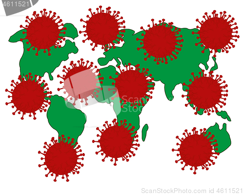 Image of World polluted coronavirus on white background is insulated