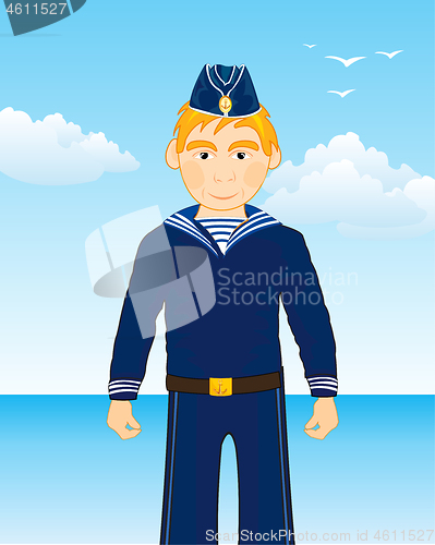 Image of Sailor man on background blue epidemic deathes