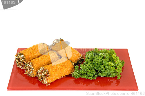 Image of Meat on red plate