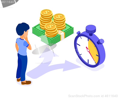 Image of time or money man faced with choice
