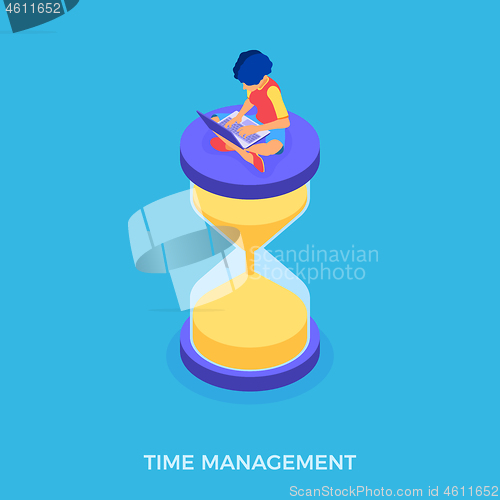 Image of time management with girl and hourglass