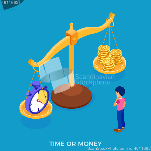 Image of time or money man faced with choice