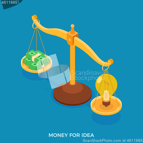 Image of Money for Idea concept with scales