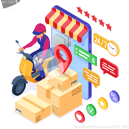 Image of online order package delivery service