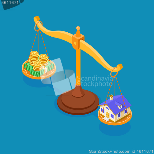 Image of Sale Purchase Rent Mortgage House Isometric