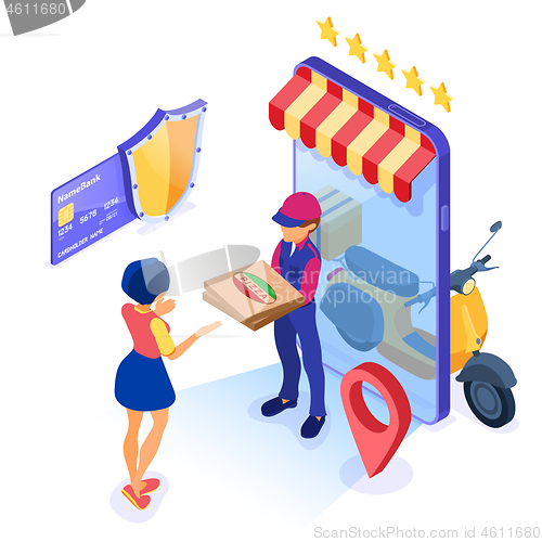 Image of online food order package delivery service