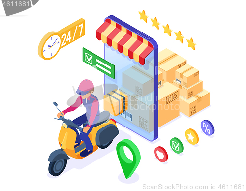 Image of online order package delivery service