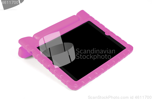 Image of Tablet in a bright cover, designed for children