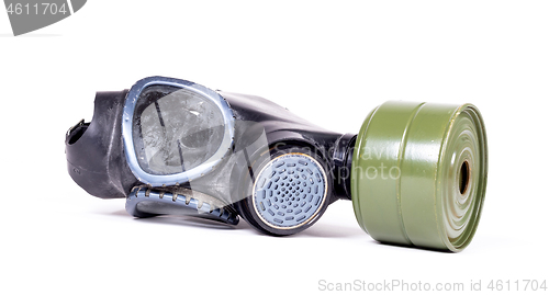 Image of Vintage gasmask isolated on white - Green filter