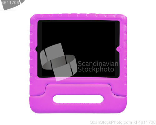 Image of Tablet in a bright cover, designed for children