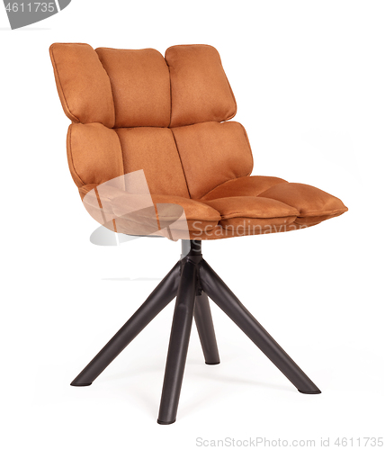 Image of Modern chair made from suede and metal - Cognac