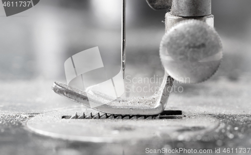 Image of Antique, vintage sewing machine close-up