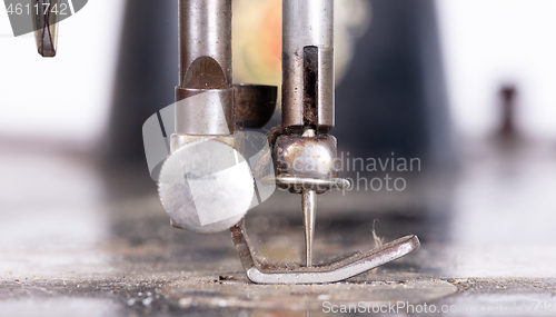 Image of Antique, vintage sewing machine close-up