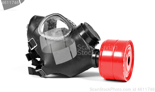 Image of Vintage gasmask isolated on white - Red filter