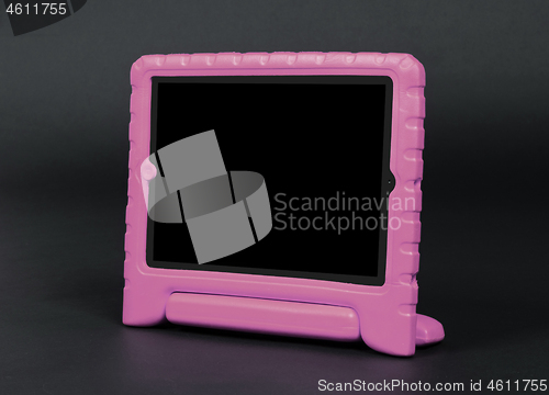 Image of Tablet in a bright cover, designed for children